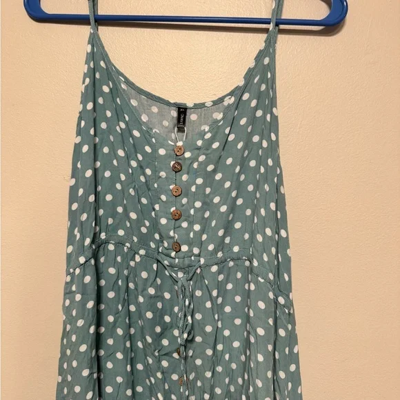 Polka Dot Maxi Dress in Teal - Picture 3 of 10